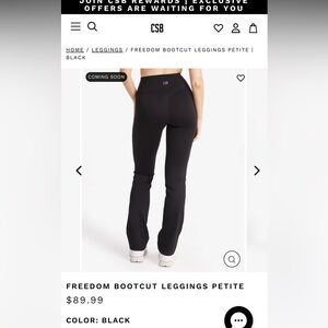 CSB black bootcut leggings. Size Small